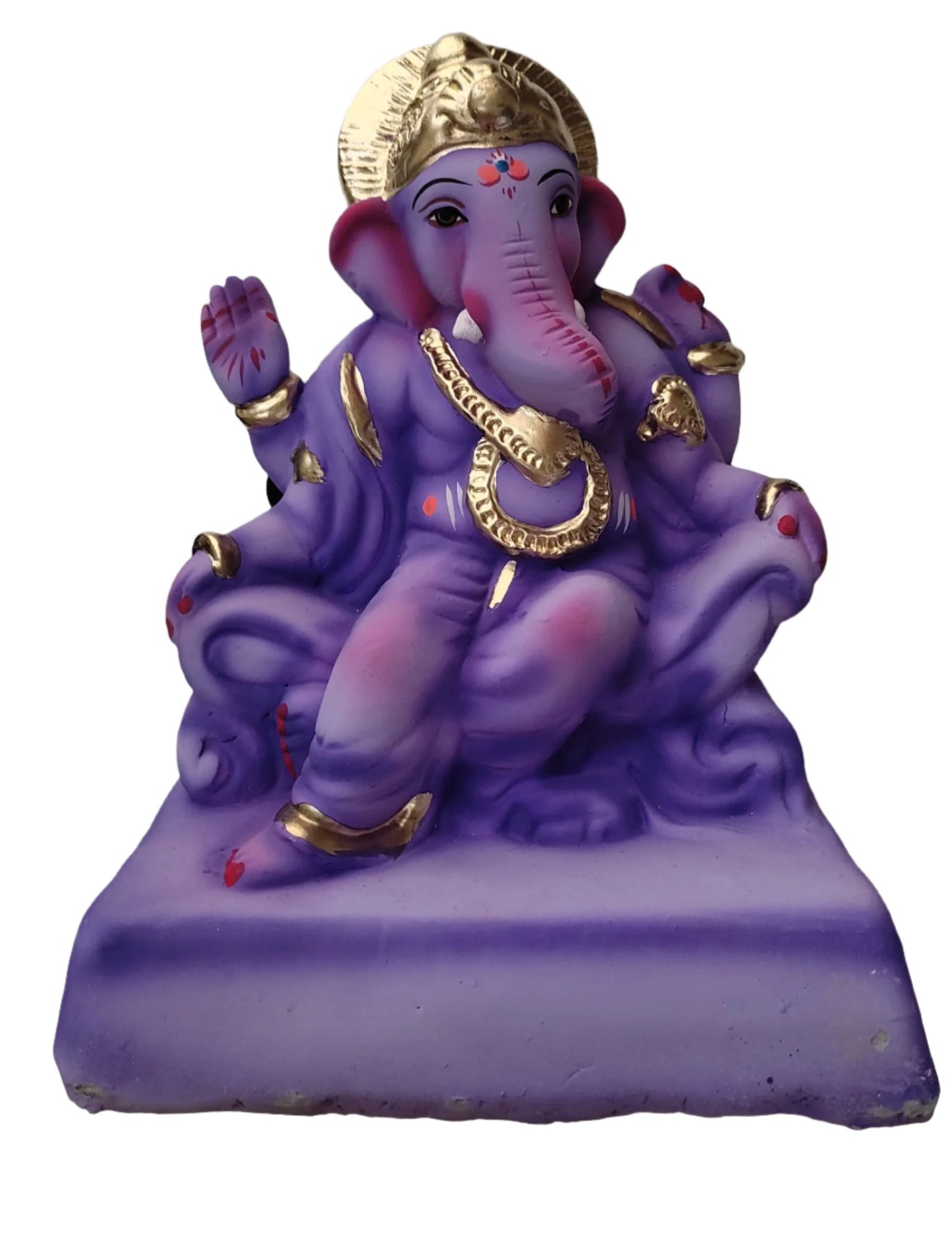 Ganesh Murti (Statue) Home Visarjan Kacchi Mitti Ganesh (Eco Friendly) 20cm (Purple Colour) - Assorted Colour - Only Berlin same day delivery