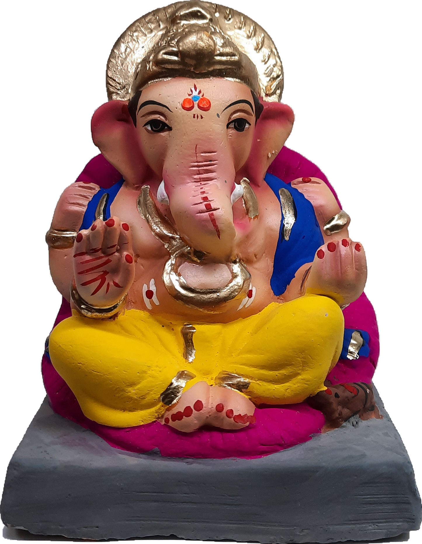 Ganesh Murti (Statue) Home Visarjan Kacchi Mitti Ganesh (Eco Friendly) 15cm (COLOURED)