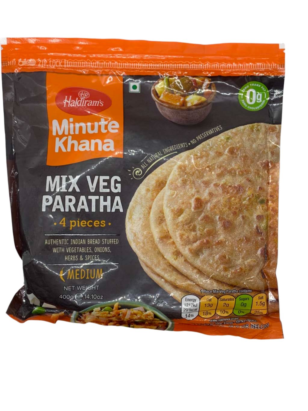 Frozen Haldiram's Mixed Vegetable Paratha(Vegan) 400gm - Only Berlin same day delivery
