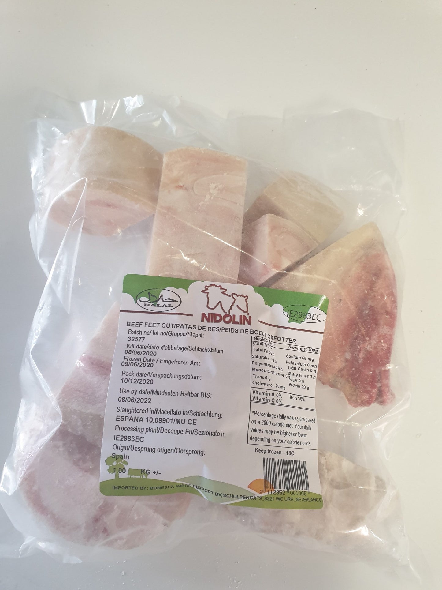 Frozen Nidolin Beef Feet Cut Cleaned 1kg - Only Berlin Same Day Delivery