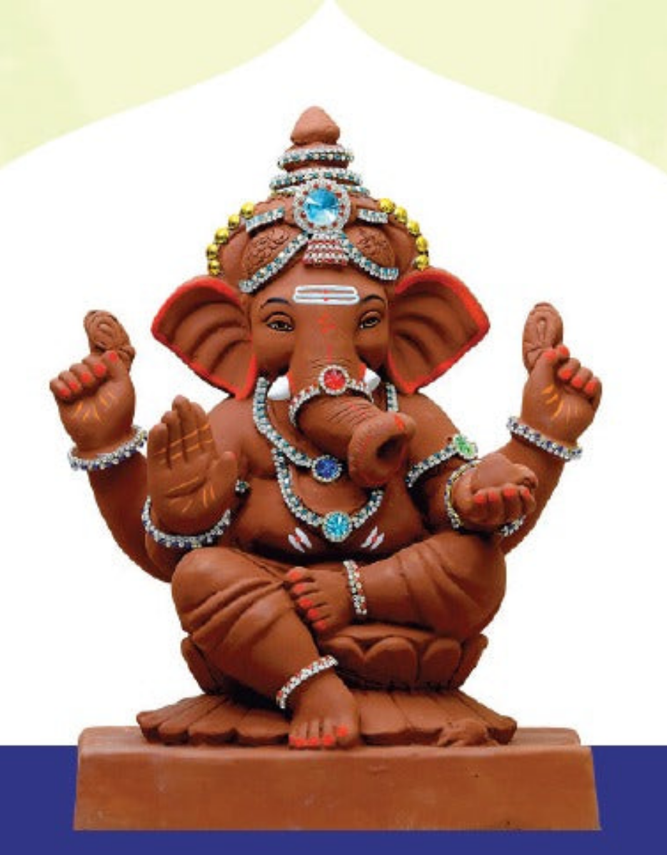 Ganesh Idol 15" Home Visarjan Kacchi Mitti (Eco Friendly - 151 (Diamond) - Assorted Colour - Only Berlin same day delivery