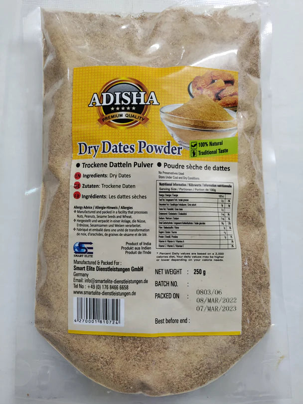 Adisha Dry Dates Powder 250gm - Spice Village