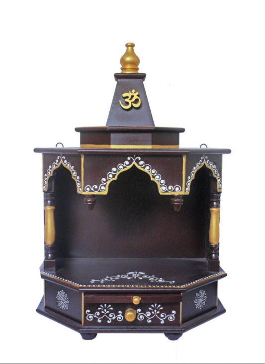 Elegant Wooden Mandir "Sri Vedic Griha" (Home of the Divine) Brown - Spice Village