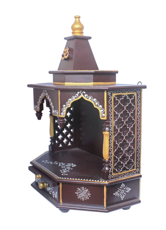 Elegant Wooden Mandir "Sri Vedic Griha" (Home of the Divine) Brown - Spice Village