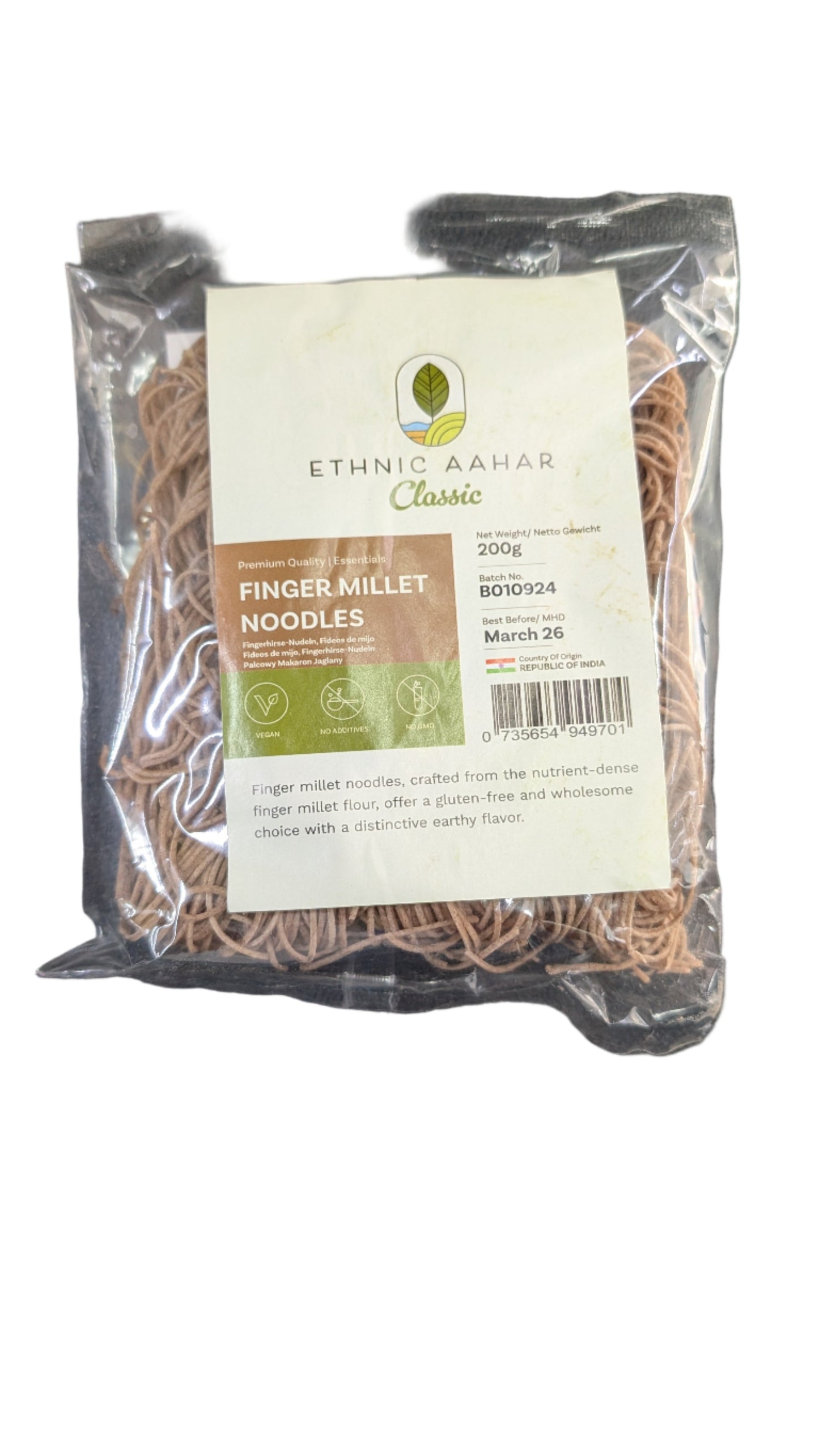 Ethnic Aahar Noodles Finger Millet(Ragi) 200gm - Spice Village