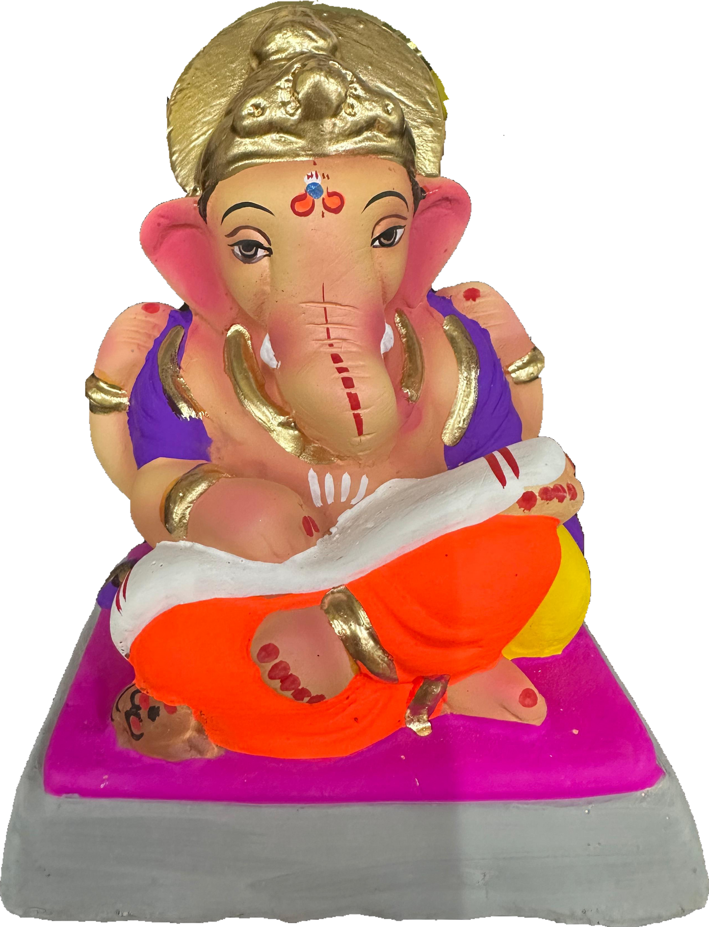 Ganesh Idol 6" Home Visarjan Kacchi Mitti Ganesh (Eco Friendly -51) (COLOURED) - Assorted Colour - Only Berlin same day delivery