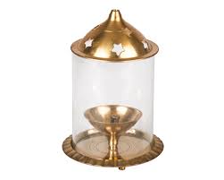 Akhand Diya with Glass Cover (Small) - Spice Village