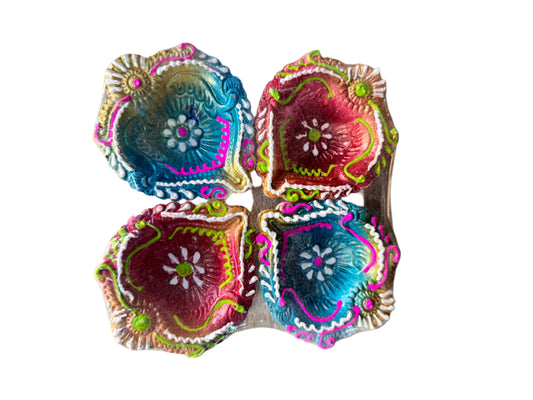 Premium Fancy Colorful Diya(Pack of 4) - Spice Village