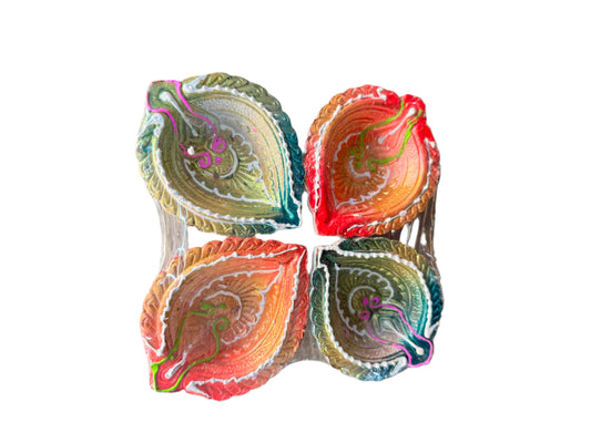 Premium Fancy Colorful Diya(Pack of 4) - Spice Village
