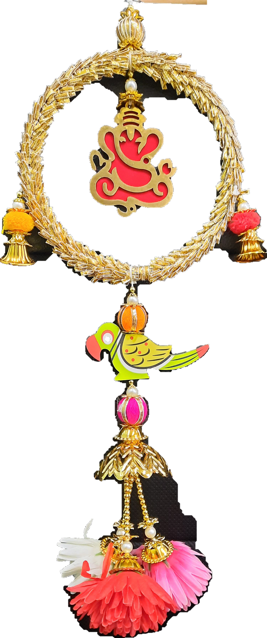 Set of 2 Ganeshji with Parot Hanging Toran - Spice Village