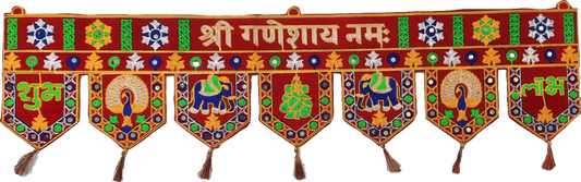 Toran Shubh Labh With Ganeshji Red Cloth - Spice Village