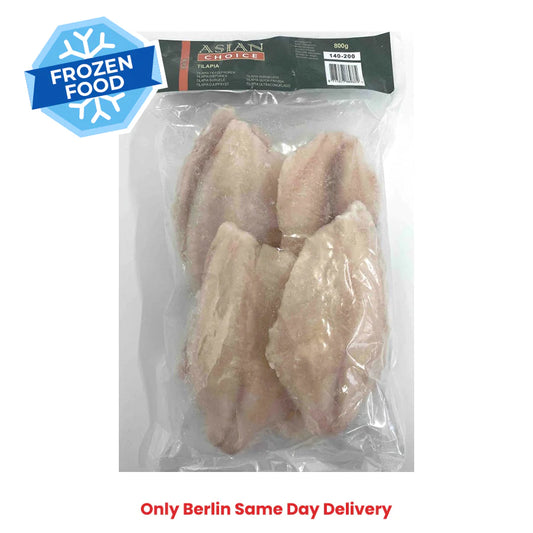 Frozen Asian Choice Tilapia Fillets Skinless, Boneless (100-140gm) 1kg - Only Berlin same day delivery - Spice Village