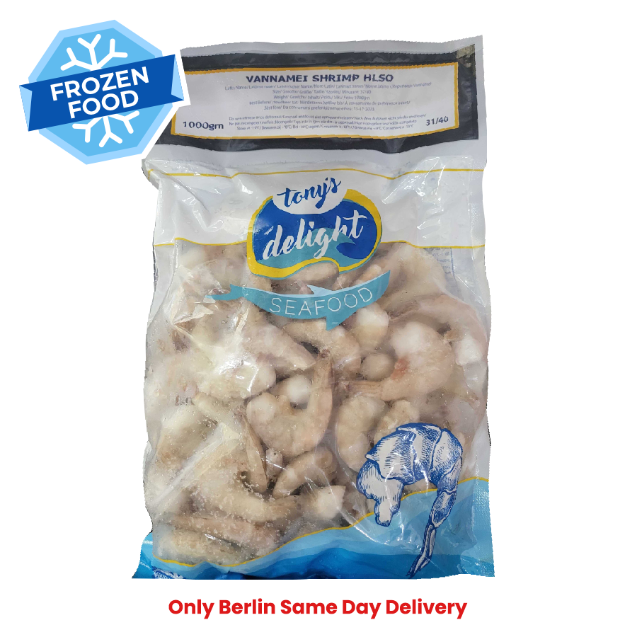 Frozen Tony Delight's Vannamei Shrimp (HLSO) 31/40 1kg - Only Berlin Same Day Delivery