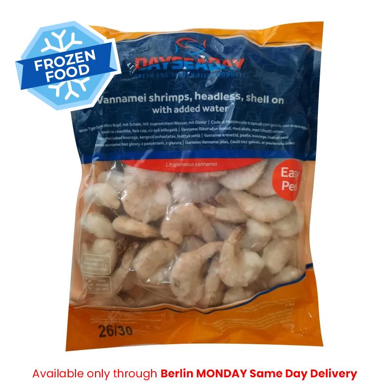 Frozen Prawns (Shrimp) Head Less Shell On 26/30 (700 - 800gm) - Only Berlin Same Day Delivery