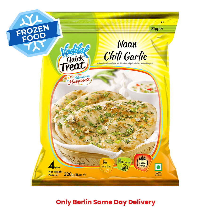 Frozen Vadilal Chilli Garlic Naan (4 pcs) 320gm - Only Berlin Same Day Delivery