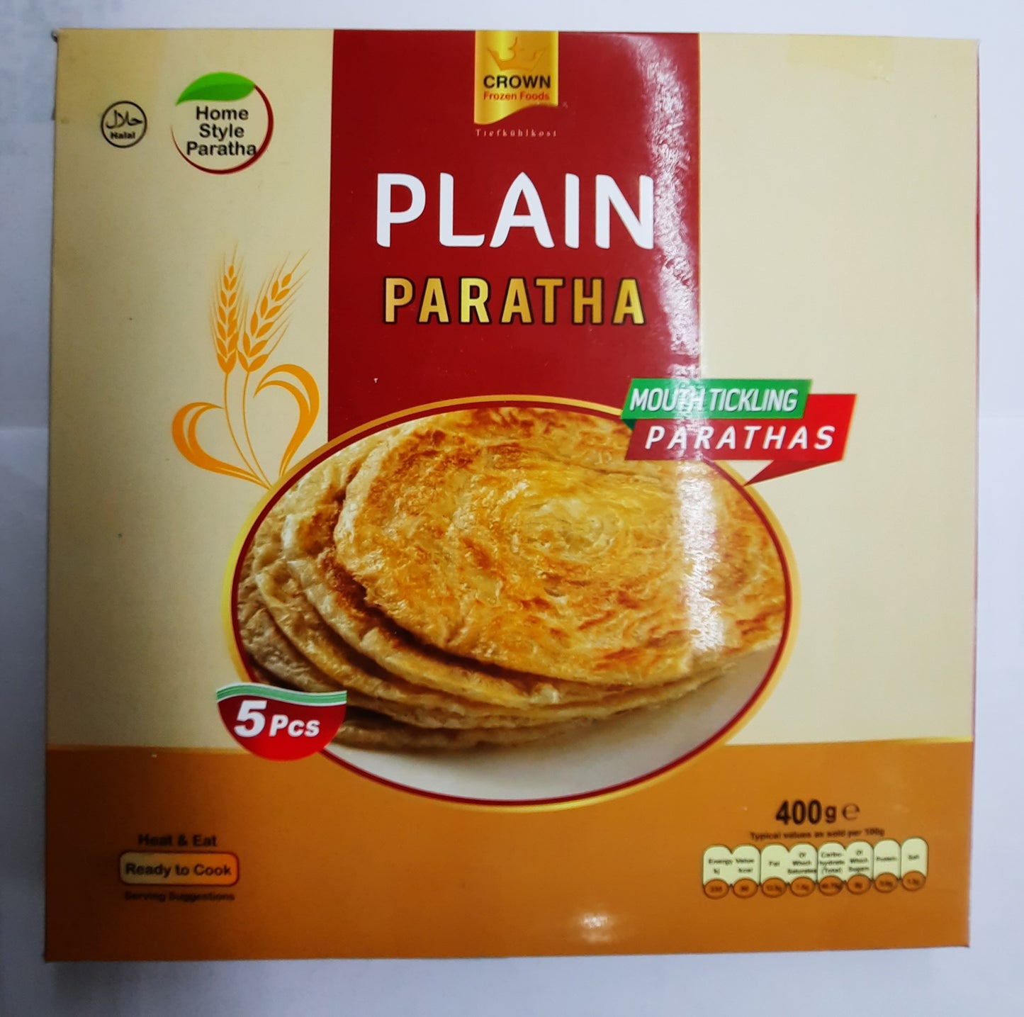 Frozen Crown Plain Paratha 5Pcs 400gm- Only Berlin Same Day Delivery - Spice Village