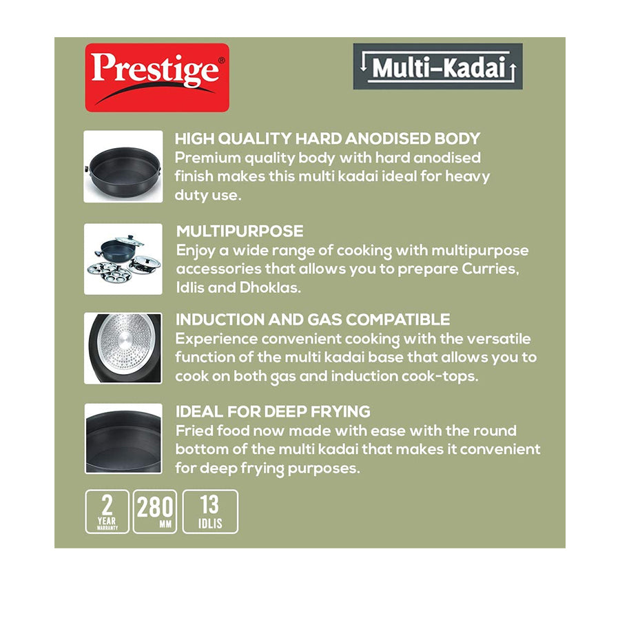 Prestige Multi Kadai Stainless Steel 280mm (No Refund/No Guarantee)