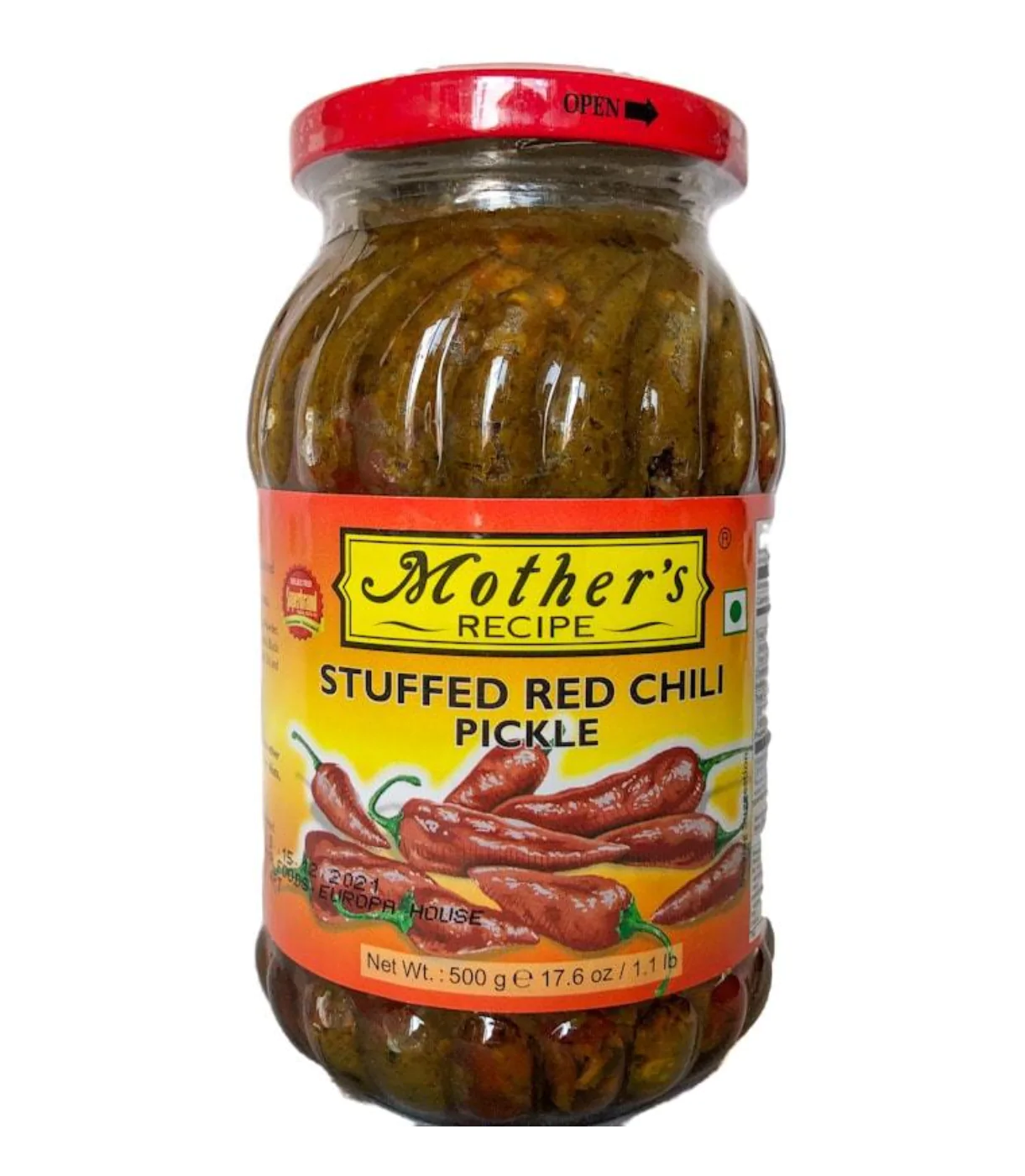 Mother's Stuffed Recipe Red Chilli Pickle Mild 500gm
