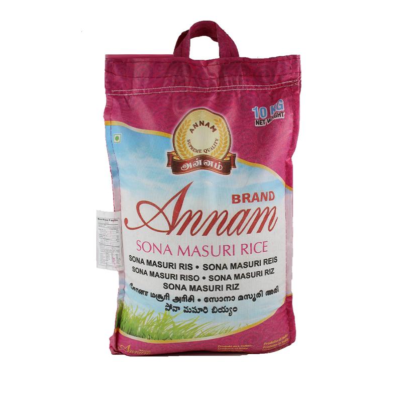 Annam Sona Masoori 10kg rice bag for pantry storage