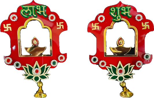 Lotus Design Shubh Labh Red Sticker