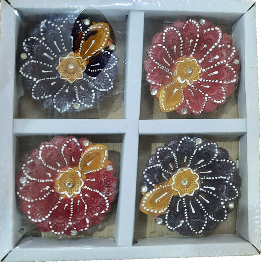 Premium Colorful Diya (Pack of 4)