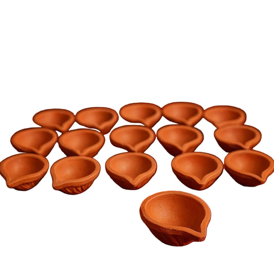 Red Clay Diya- Set of 6pcs