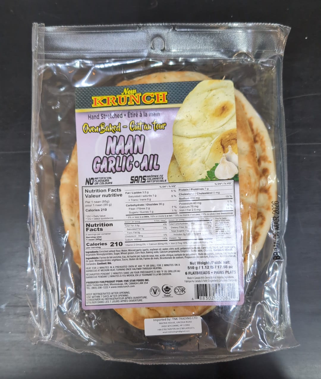 Vidhya Crunch Garlic Naan 510gm