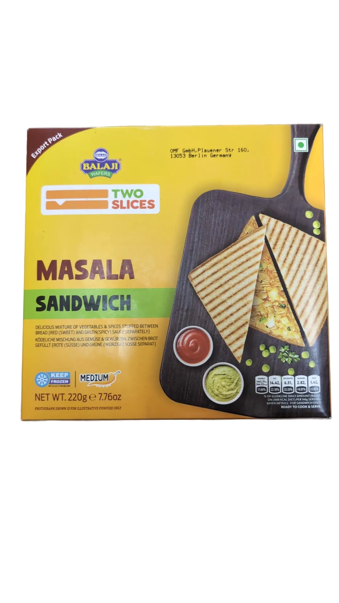 Frozen Balaji Masala Sandwich 220gm - Only Berlin Same Day Delivery