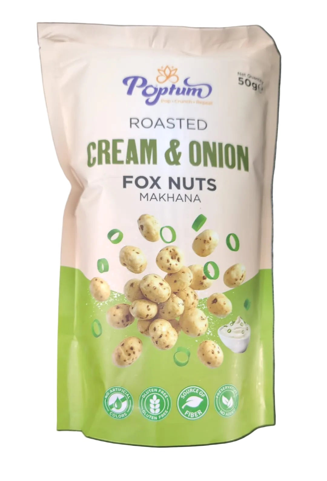 Poptum Roasted Foxnuts(Makhana) - Salt & Black Pepper 50gm - Spice Village