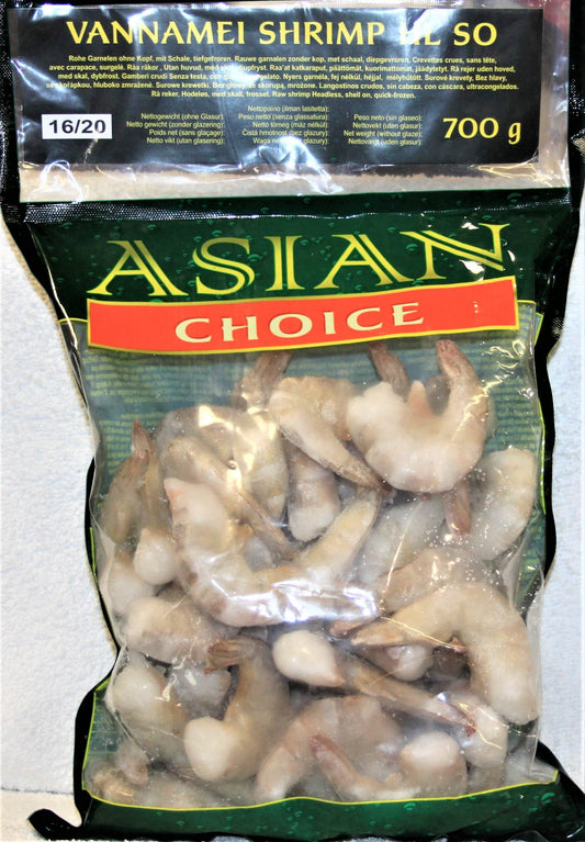 Frozen Asian Choice Vannamei Prawns P/D 16/20 700gm - Only Berlin Same Day Delivery