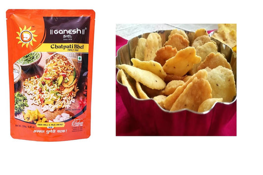 Ganesh Chatpati Bhel Family pack 300gm + SV Fresh Farsi Puri 100gm Combo