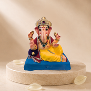 Ganesh Idol 10"  Home Visarjan Kacchi Mitti Eco Friendly(Diamond) Design 3 - Only Berlin same day delivery