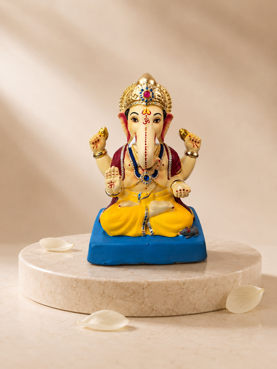 Ganesh Idol 10"  Home Visarjan Kacchi Mitti Eco Friendly(Diamond) Design 1 - Only Berlin same day delivery