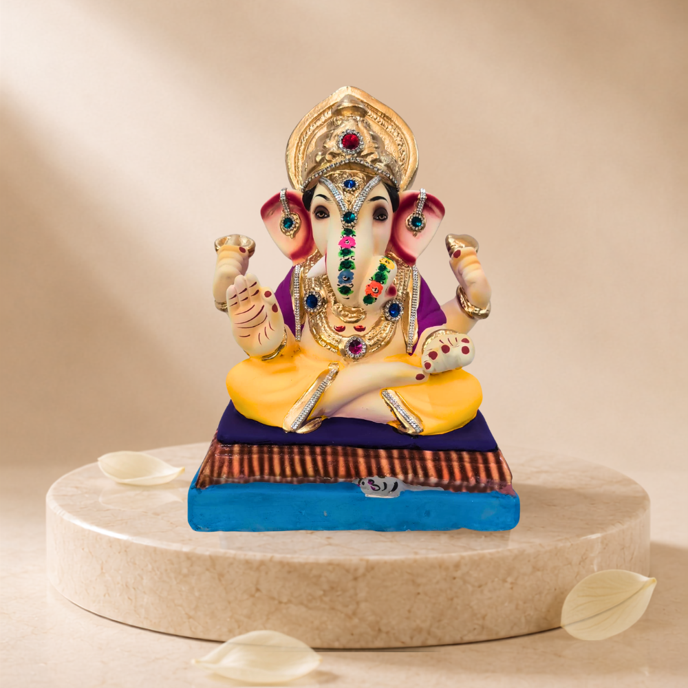Ganesh Idol 13"  Home Visarjan Kacchi Mitti Eco Friendly(Diamond) Design 3 - Only Berlin same day delivery