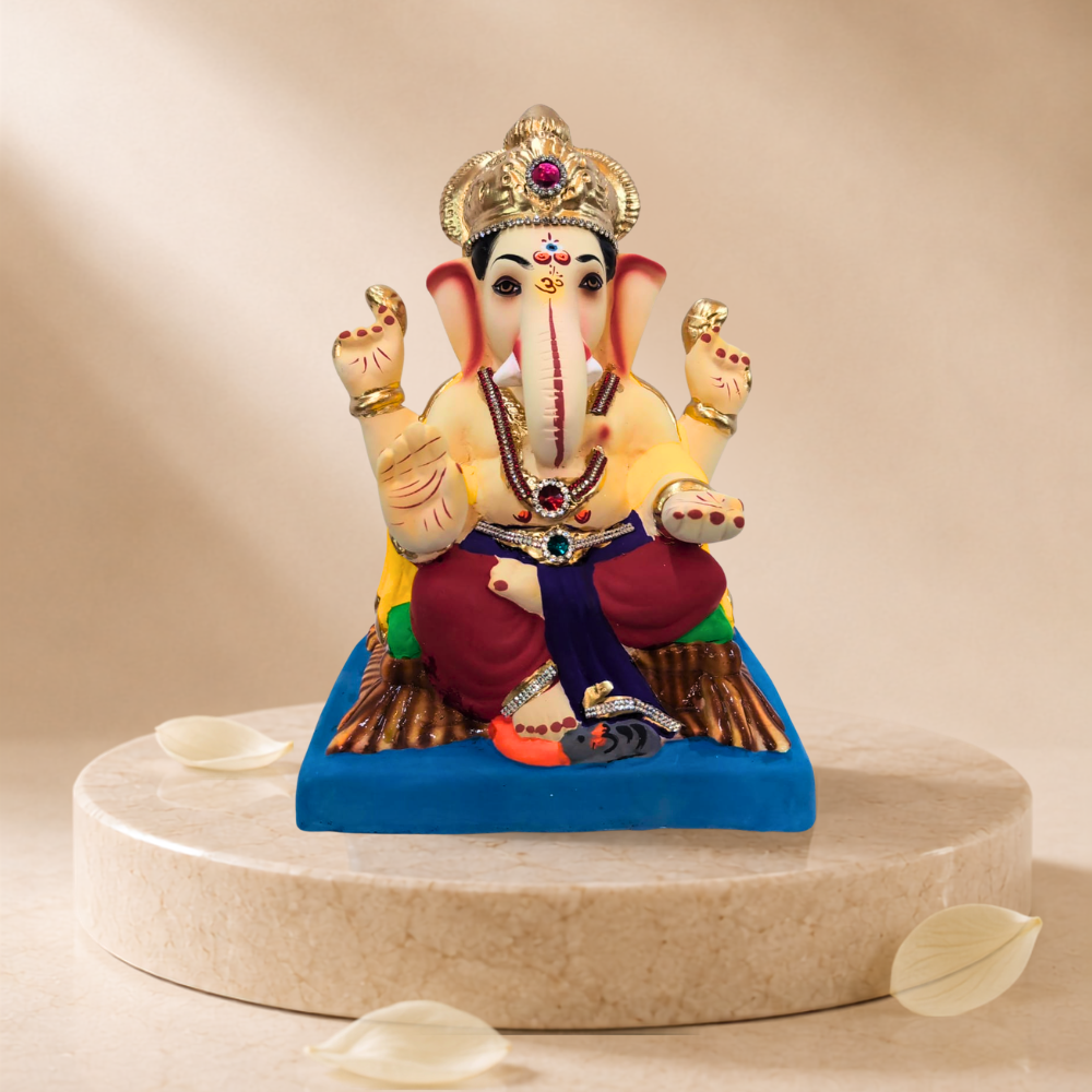 Ganesh Idol 12"  Home Visarjan Kacchi Mitti Eco Friendly(Diamond) Design 3 - Only Berlin same day delivery