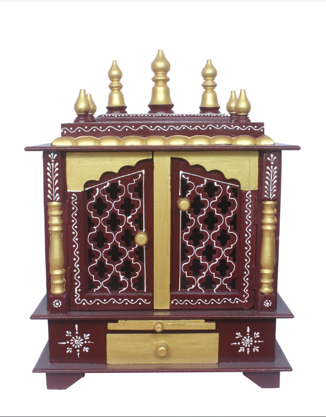 Elegant Wooden Mandir "Prarthana Mandir" (Prayer Shrine) Brown