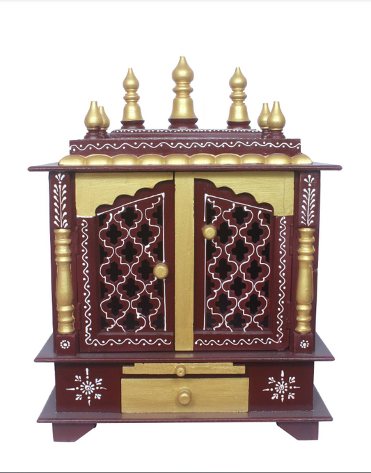 Elegant Wooden Mandir "Prarthana Mandir" (Prayer Shrine) Brown