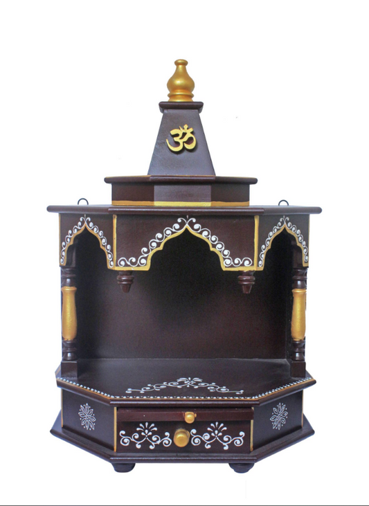 Elegant Wooden Mandir "Sri Vedic Griha" (Home of the Divine) Brown