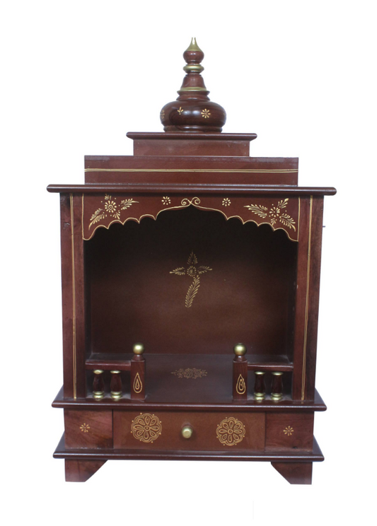 Elegant Wooden Mandir "Dharma Sanskriti" (Culture of Righteousness) Dark Brown