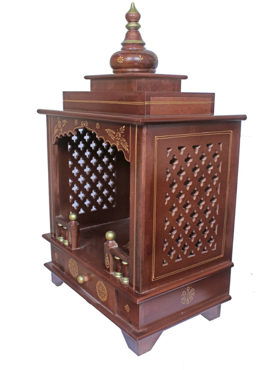 Elegant Wooden Mandir "Dharma Sanskriti" (Culture of Righteousness) Dark Brown