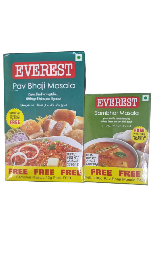 Everest Pav Bhaji Masala 100gm(Free Everest Sambar Masala 12gm)