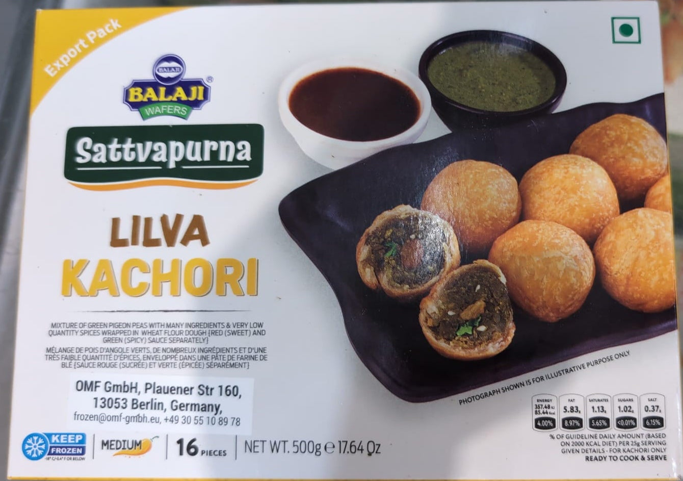 Frozen Balaji Lilva Kachori 500gm - Only Berlin same day delivery