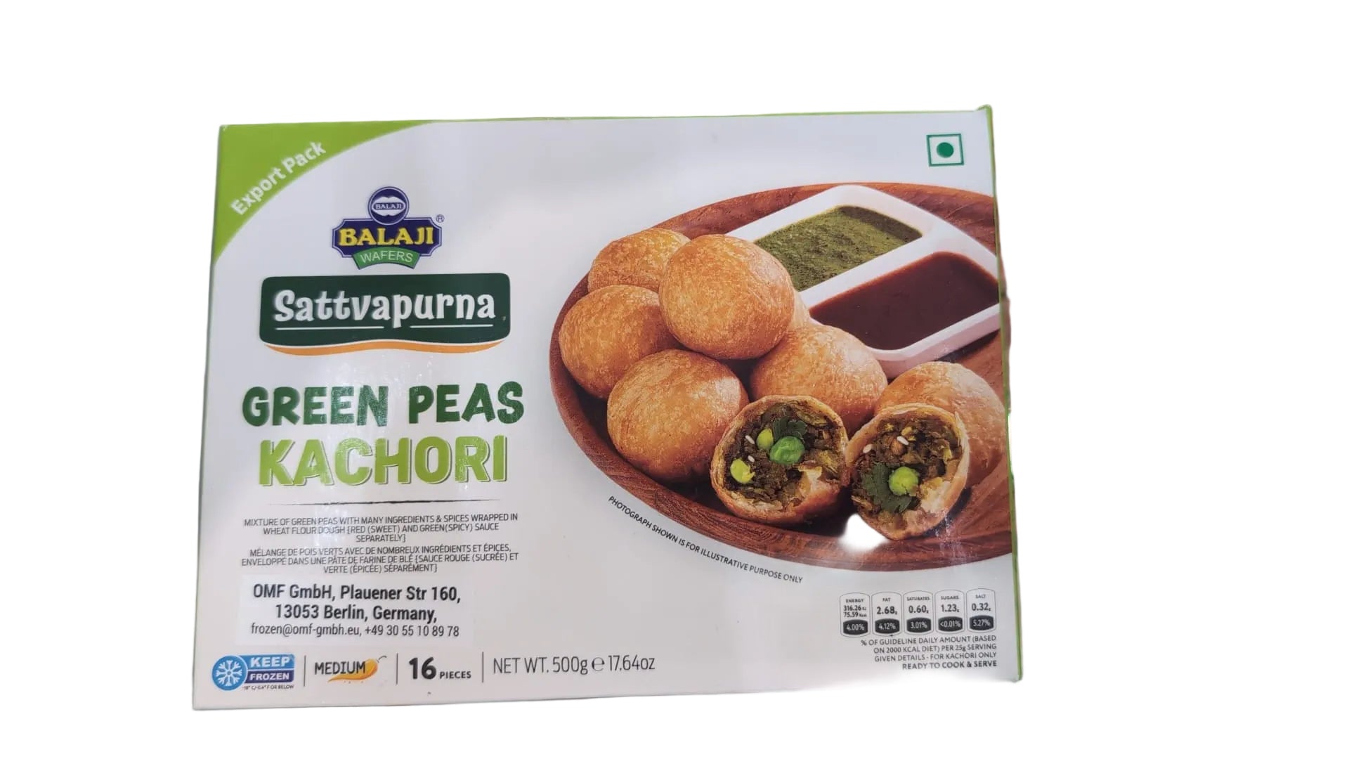 Frozen Balaji Green Peas Kachori 500gm - Spice Village