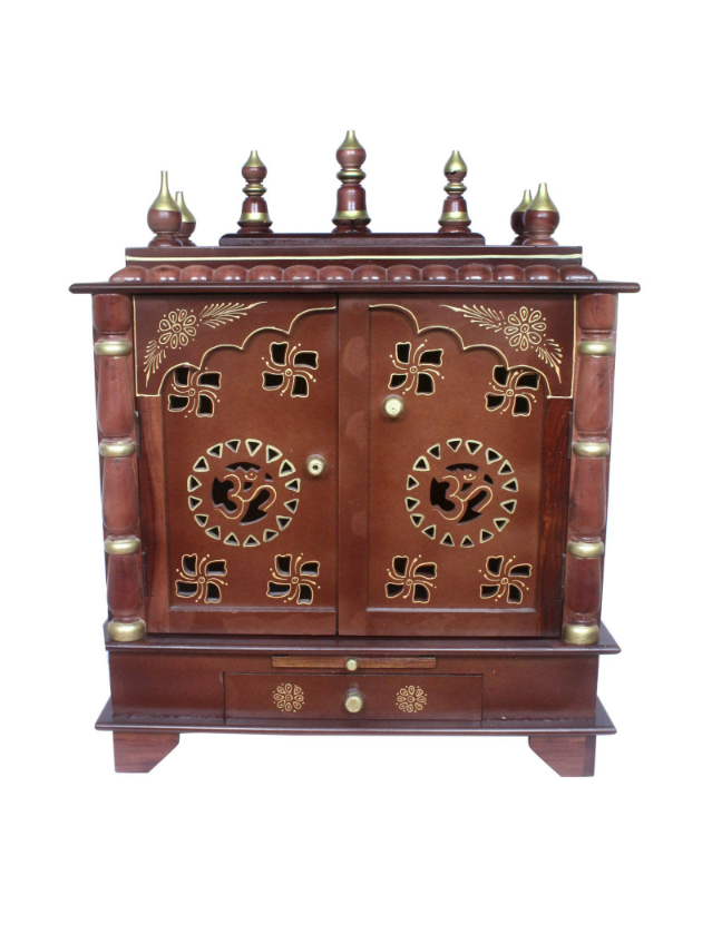 Elegant Wooden Mandir "Deva Niwas" (Residence of the Gods) Brown - Spice Village