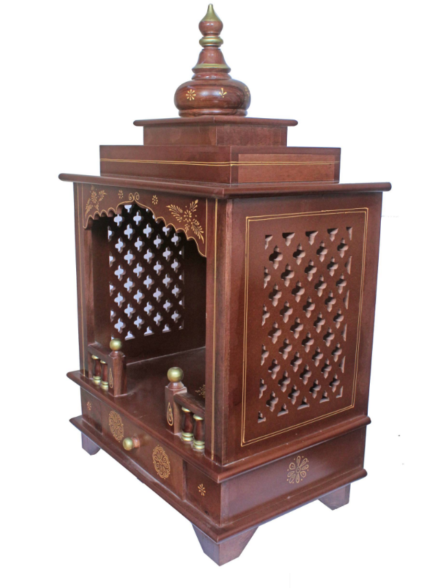 Elegant Wooden Mandir "Dharma Sanskriti" (Culture of Righteousness) Dark Brown - Spice Village