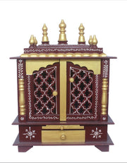 Elegant Wooden Mandir "Prarthana Mandir" (Prayer Shrine) Brown - Spice Village