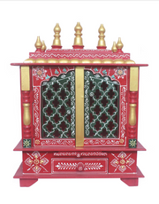 Elegant Wooden Mandir "Prarthana Mandir" (Prayer Shrine) Red - Spice Village