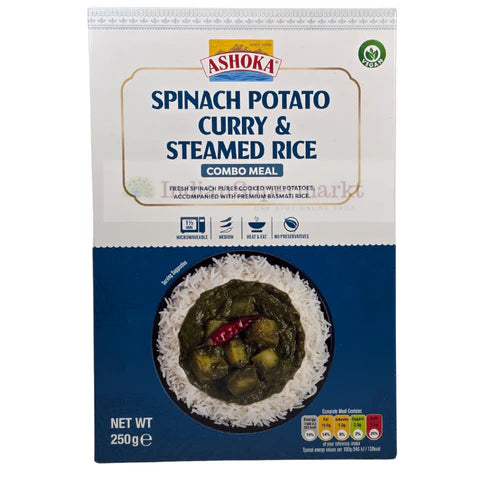 Ashoka Spinach Potato Curry and Steamed Rice 250gm - Spice Village