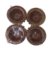 Premium Fancy Copper tone Diya Round (Pack of 4)