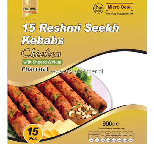 Frozen Crown Reshmi Meat Seekh Kebab (15 pieces) Charcoal 900gm - Only Berlin Same Day Delivery - Spice Village